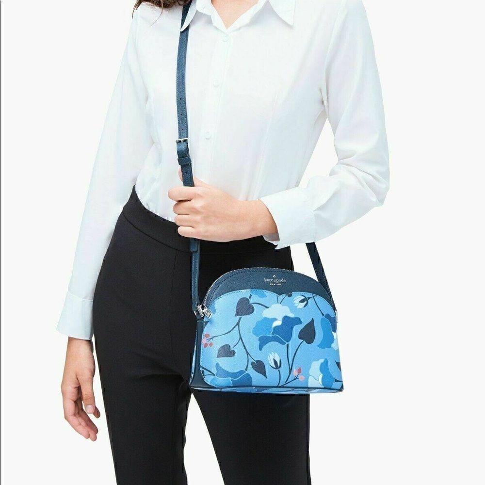 KATE SPADE Blue Floral Payton Dome Crossbody Perfect Summer Bag. NWT - Picture 2 of 16